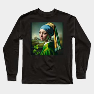 St. Paddy's Pearl: Girl with a Pearl Earring St. Patrick's Day Celebration Long Sleeve T-Shirt